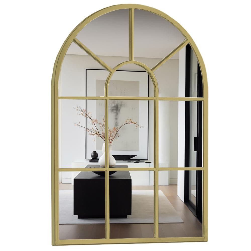 Espejo de pared con arco dorado